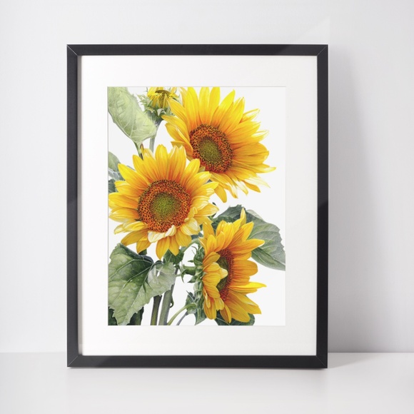 Watercolor Sunflowers Wall Art Print, Unframed - Bright Floral Charm - Picture 3 of 7